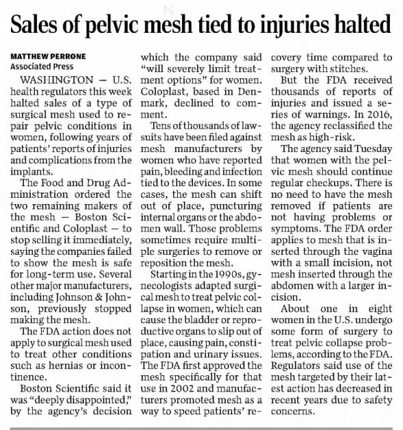pelvic mesh trial against Johnson & Johnson